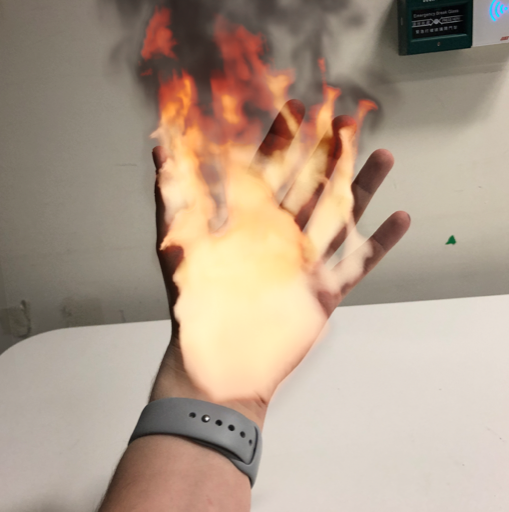 By Daniel Eckhoff - Can interactive Augmented Reality (AR) experiences induce involuntary sensations through additional modalities? This AR experience enables users to see and hear their own hands burning while looking through a Video See-Through Head-Mounted Display. Some might feel an illusion of heat on their hand.